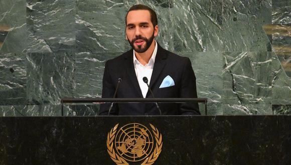 Imagen referencial. El presidente salvadoreño, Nayib Bukele, se dirige a la 77ª sesión de la Asamblea General de las Naciones Unidas en la sede de la ONU en la ciudad de Nueva York el 20 de septiembre de 2022. (Foto de ANGELA WEISS / AFP)