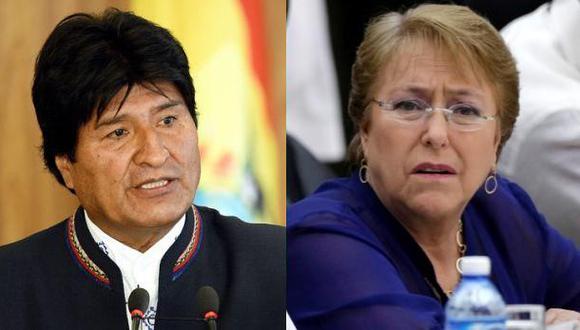 Evo Morales, presidente de Bolivia, junto a su hom&oacute;loga de Chile, Michelle Bachelet. (AFP / Reuters)