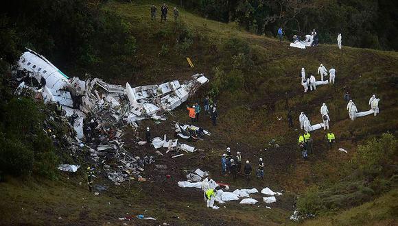 El 28 de noviembre del 2016, un avión de la compañía LaMia se estrelló en Colombia acabando con la vida de 71 personas, casi todos integrantes del equipo de fútbol Chapecoense. (AFP).