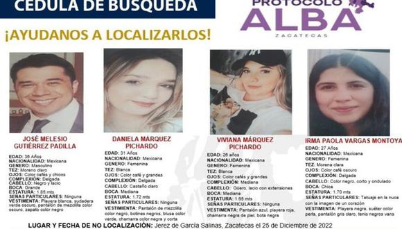 Daniela Márquez Pichardo, su prometido José Melesio Gutiérrez Farias, su hermana Viviana Márquez Pichardo y su prima Irma Paola Vargas Montoya desaparecieron en Navidad en el poblado de Víboras, en México.