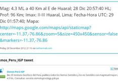 Temblor sacudió Lima a las 20:57 horas
