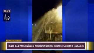 Rotura de tubería de agua afectó dos viviendas de San Juan de Lurigancho