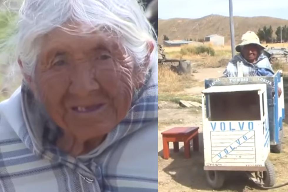 La abuelita de 94 años se ha convertido en viral y conmovido a millones de usuarios en redes sociales.| Foto: UNITEL/YouTube