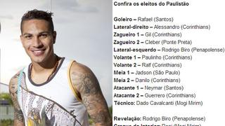 Paolo Guerrero fue elegido en el equipo ideal del Paulistao 2013