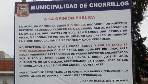 La gestión de Augusto Miyashiro detalló que los vecinos de dichas zonas se perjudican con la inundación de calles, el deterioro de pistas, el impedimento a la libre circulación de peatones y caos vehicular. (Facebook)