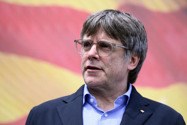 Carles Puigdemont, Catalan separatist leader and Junts per Catalunya candidate.  (Photo by Josep LAGO/AFP).