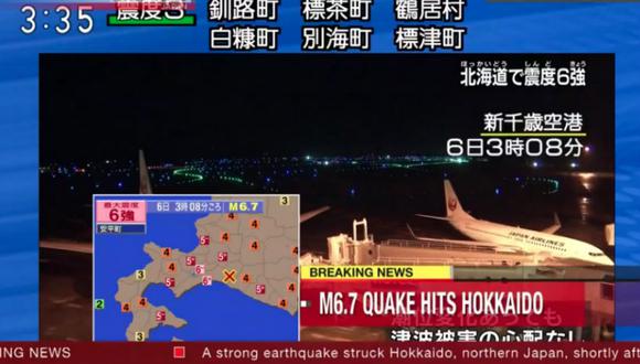 El temblor se produjo a unos 62 km al sureste de la capital regional, Saporo. | Foto: Captura NHK