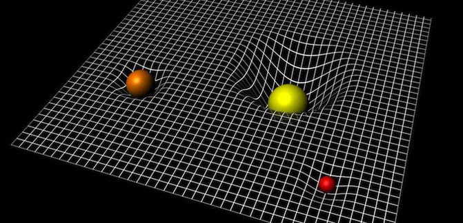Los cuerpos curvan el espacio-tiempo como si se tratara de una cama elástica. Este símil también presenta algunas limitaciones. (ESA–C.Carreau)