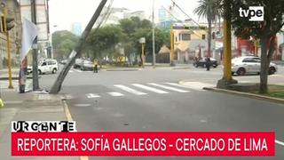 Cercado de Lima: reportan poste a punto de caer en avenida Arequipa