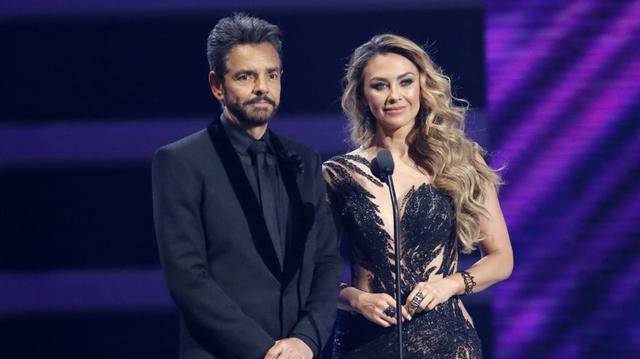 Aracely Arámbula y Eugenio Derbez en los Premios Billboard Latino 2018. (Foto: Agencia)