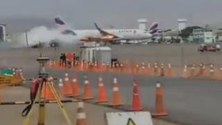 Latam sobre vehículo que ingresa a pista y choca con avión: “Los motivos de su ingreso los desconocemos” | VIDEO