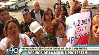 La Molina: protestan por plan de desvíos del Metro de Lima