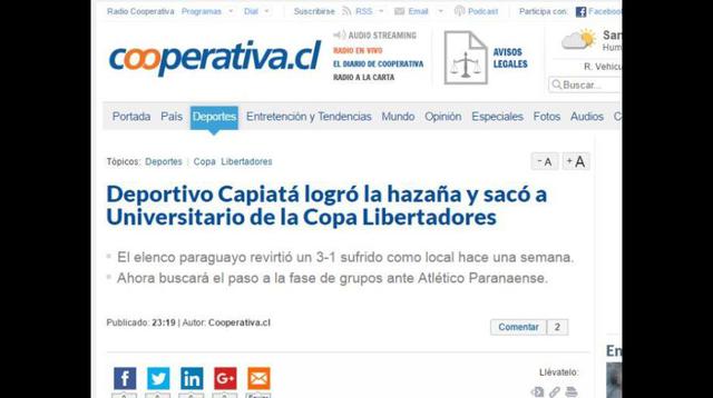 Universitario: así informó la prensa sudamericana tras derrota - 4