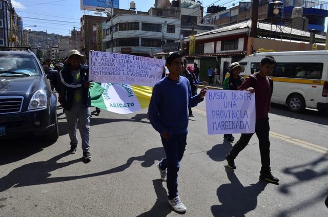 Puno: manifestantes de Sandia protestan frente a sede del gobierno regional