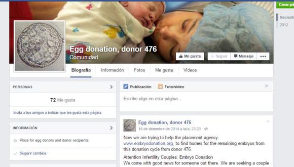 Facebook: pareja dona embriones mediante la red social
