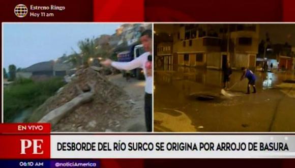 Esta madrugada, el desborde del río Surco afecta a vecinos de Chorrillos (Captura: América Noticias)