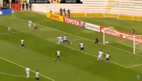 Jhonny Vidales fue el protagonista del primer grito de gol para Real Garcilaso en el Grupo 6 de la Copa Libertadores ante el poderoso Santos FC. (Foto: captura)