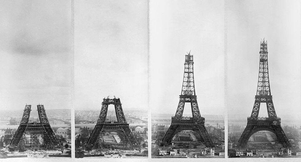El proceso de construcción de la Torre Eiffel, captado entre el 14 de junio de 1888 y el 20 de enero de 1889.