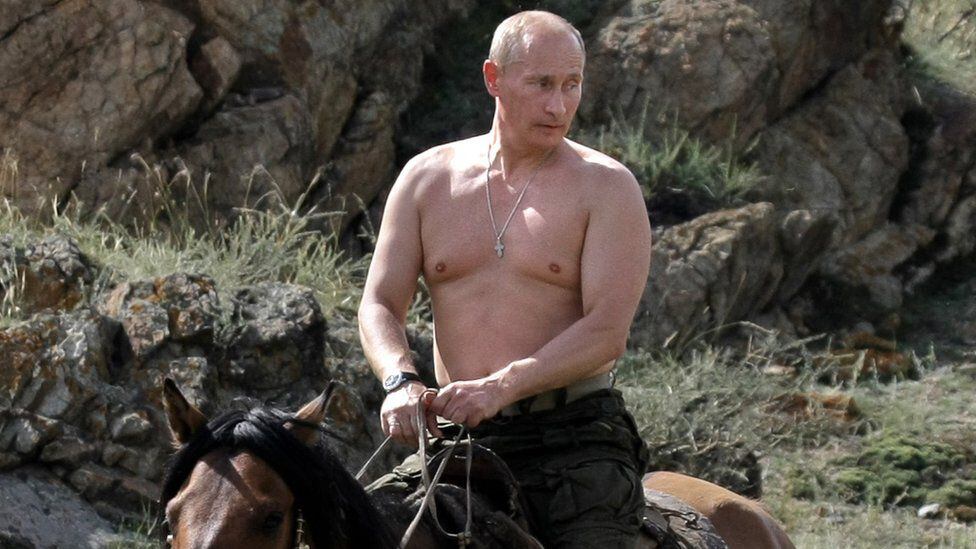 The photos of Vladimir Putin riding a horse bare-chested in 2009 were highly commented on.  (Photo: AFP)