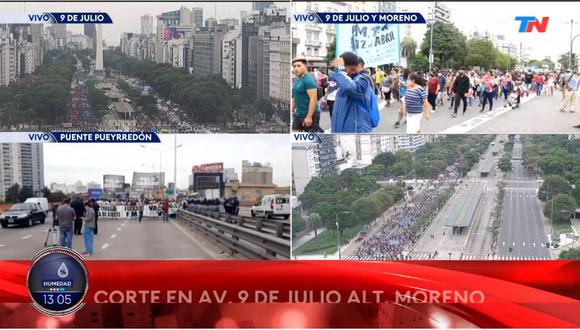 Argentina: manifestación protestan en Buenos Aires por la situación de los barrios pobres. (Captura de video / TN).