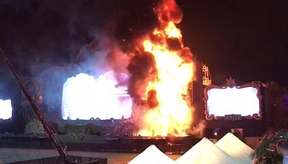 Un voraz incendio obligó a evacuar el Tomorrowland de Barcelona. (Foto: Captura)