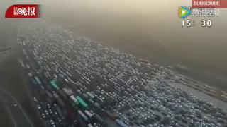 YouTube: el atasco vehicular registrado por un dron en China