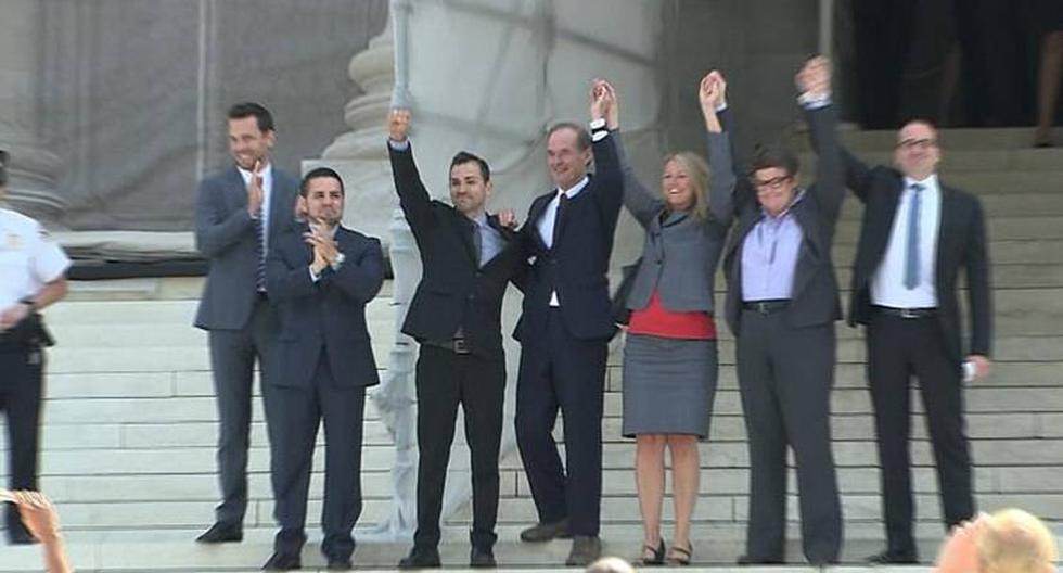 Activistas promatrimonio gay celebraron a las afueras de la Corte Suprema de EEUU. (Foto: @msnbc)