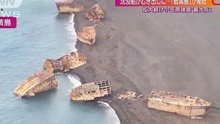 Barcos de la Segunda Guerra Mundial están emergiendo por la actividad volcánica en Japón