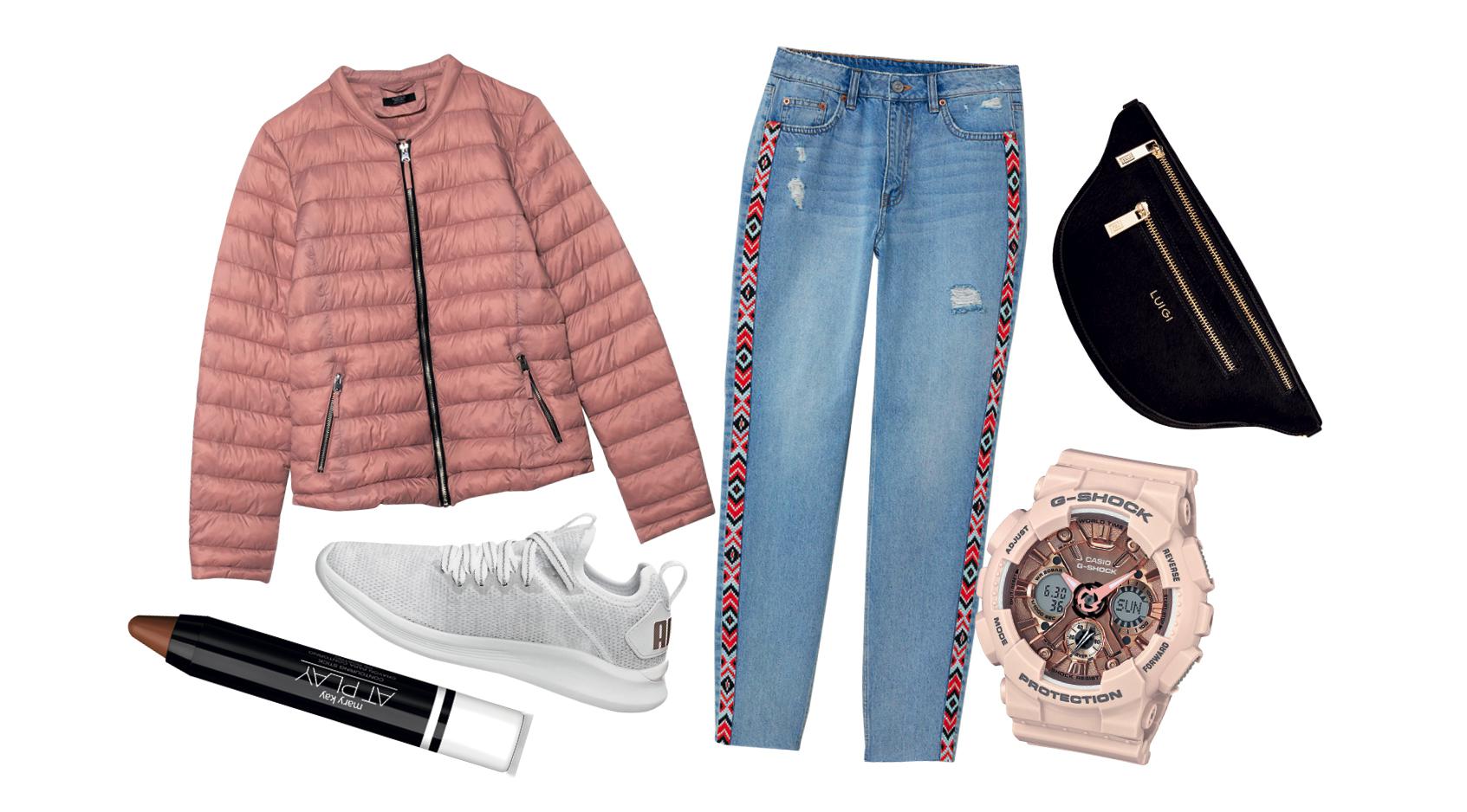 Outfits denim + rayas laterales