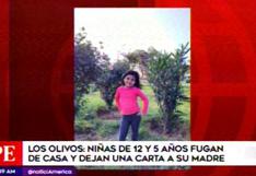 Los Olivos: buscan a hermanas de 12 y 5 años que escaparon de su casa