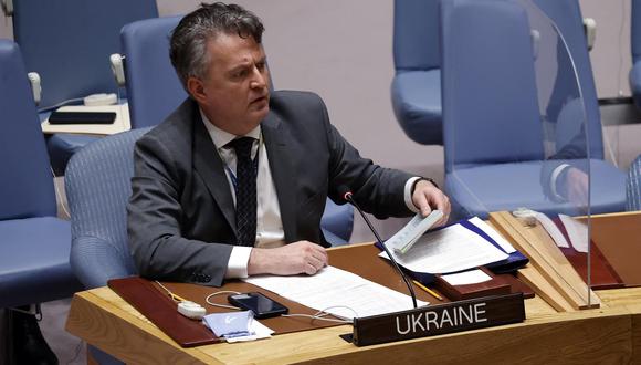 El embajador de Ucrania ante la ONU, Sergiy Kyslytsya. (EFE/EPA/JASON SZENES).