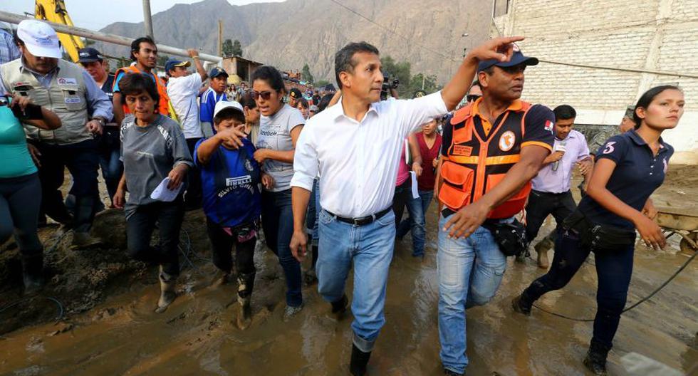 Ollanta Humala recorrió el jueves la zona afectada de Santa Eulalia (Presidencia Perú)
