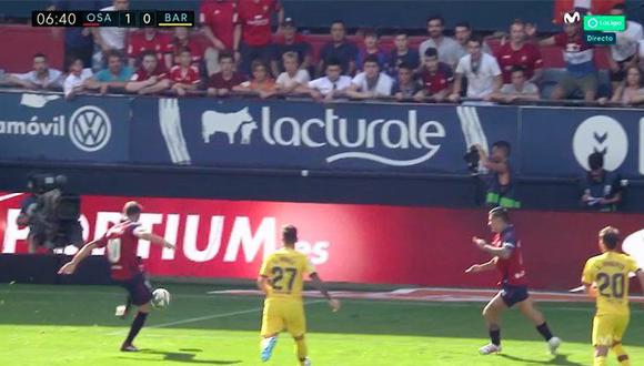 Barcelona vs. Osasuna: culés fueron sorprendidos con este golazo de volea. (Foto: captura)