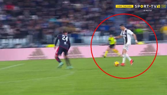 Juventus vs. Cagliari: Cristiano Ronaldo y su veloz corrida que acabó en el gol de Cuadrado. (Foto: captura)