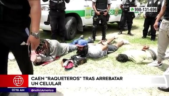 Caen raqueteros tras robar un celular en Los Olivos. (Foto: América Noticias)