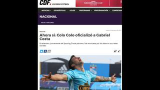 Gabriel Costa a Colo Colo: medios chilenos informaron así sobre fichaje del volante| FOTOS