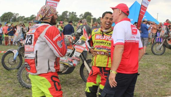 Sebastián Cavallero y Lalo Burga en el final del Dakar 2018. (Foto: Christian Cruz)