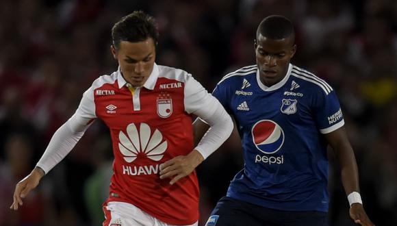En un encuentro entretenido y bastante luchado, Independiente Santa Fe empató a cero ante Millonarios, por el duelo de ida de los octavos de final de la Copa Sudamericana. (Foto: AFP)