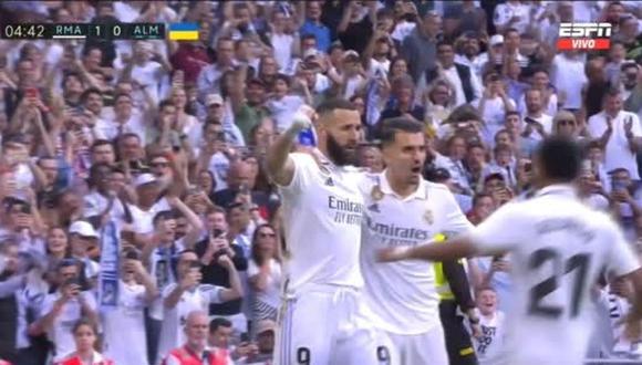 Gol de Benzema: mira el 1-0 de Real Madrid vs. Almería por LaLiga | VIDEO