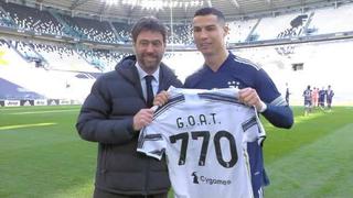 Juventus vs. Benevento: Cristiano Ronaldo fue reconocido con una camiseta especial por sus 770 goles | VIDEO