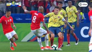 Colombia vs. Chile: James Rodríguez recibió amarilla por brutal falta contra Arturo Vidal | VIDEO