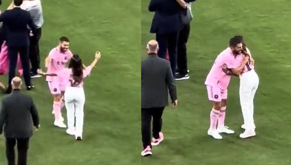 La esposa de Lionel Messi se adentró en el césped tras la clasificación de Inter Miami a la final de la US Open Cup.