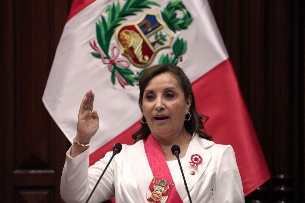Dina Boluarte, president of Peru, is the sixth president since 2018. (GETTY IMAGES).