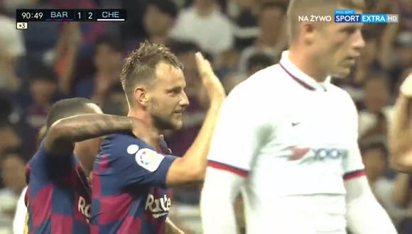 Barcelona vs. Chelsea: el golazo de Rakitic para el descuento blaugrana. (Foto: captura / Polsat Sport)