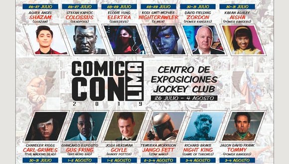 Esta es la lista de artistas confirmados que aparecerán en esta edición de la Comic Con Lima 2019. | Cortesía