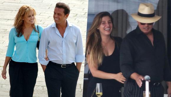 (Izquierda) Luis Miguel y Aracely Arámbula cuando eran pareja hacia finales del 2009.  (Derecha) El cantante y su hija Michelle Salas alrededor de ese mismo año.