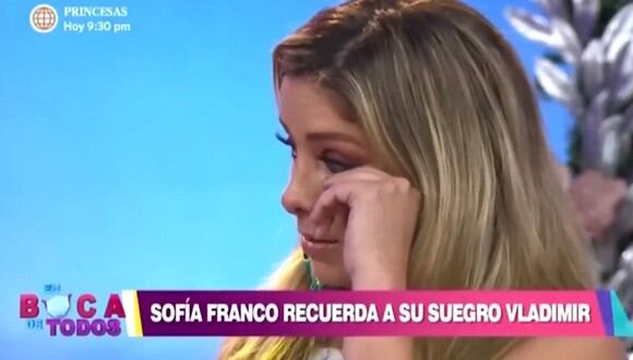 Sofía Franco llora en televisión tras manejar en estado de ebriedad. (Foto: Captura América TV)