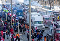 Camioneros protestan en Ottawa contra las medidas sanitarias por el coronavirus