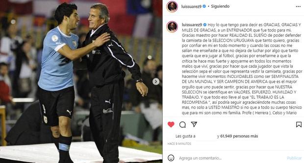 Luis Suárez le dedicó emotiva carta al 'Maestro' Tabárez: “Gracias a un  entrenador que fue todo para mí” | Selección de Uruguay | NCZD |  DEPORTE-TOTAL | EL COMERCIO PERÚ