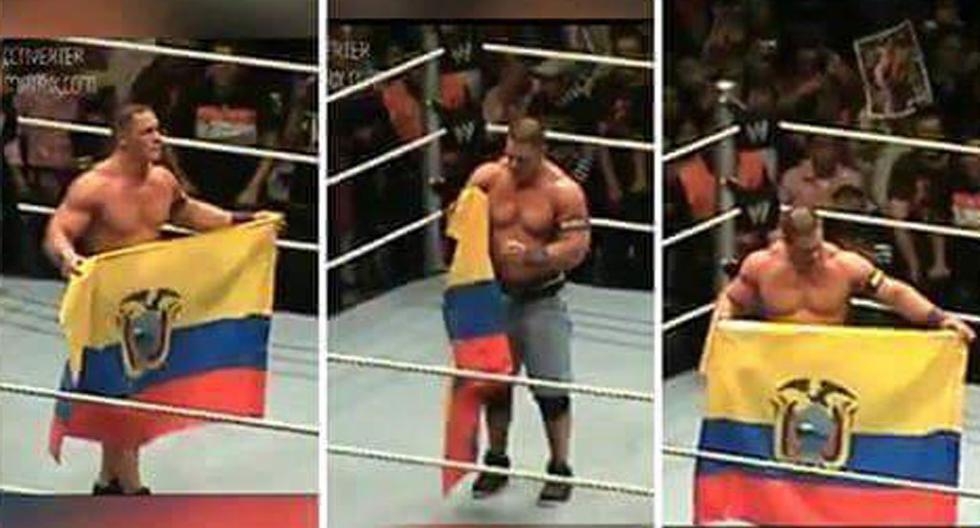 John Cena estuvo en Quito el 2011 en una gira de WWE, alzando la bandera de Ecuador y generando gran ovación por el público | Foto: Captura de Video